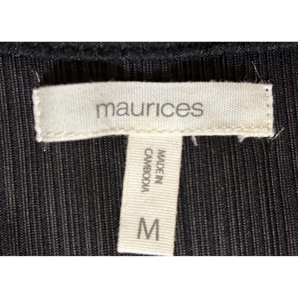 Maurices Cardigan Duster Womens M Black Ribbed Longline Open Front Midi Knit - Picture 15 of 16